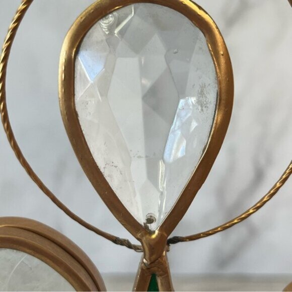 Elegant Green & Gold Stained Glass Angel Figurine Playing Harp - Picture 5 of 6